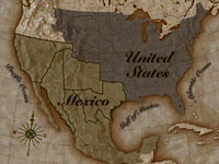 Mapa de los ESTADOS UNIDOS y del México antes de la guerra 